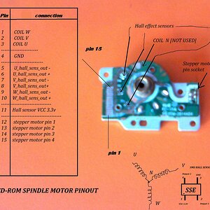 cd rom spindle  Motor Pinout