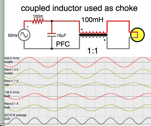 coupled inductor reduces 230VAC (w pfc cap) to bulb 200W.png