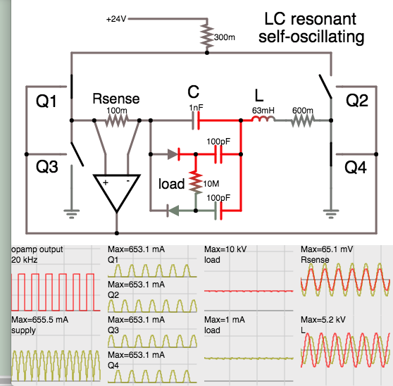 op amp auto-detects resonanat freq LC steps up 24V to 10kV 1mA (V dblr).png