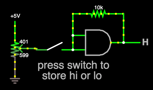 pot sends 0-5V range switch stores hi or lo hystersis AND gate.png
