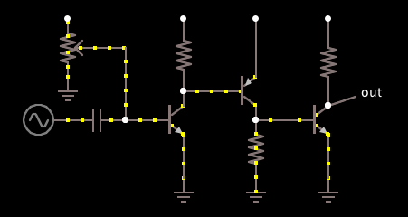 transistors alternating NPN PNP NPN (overlapping sziklai pairs.png