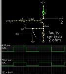 common base NPN amplifies diff betw good contacts vs 2 ohm.png