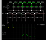 several stages LC ladder delays 1 MHz clock pulse 500 nSec.png
