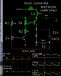 buck converter 2-transistor controlled 90 VDC to charge 12v bat.png