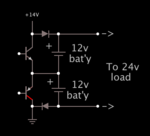 half-bridge 2 diodes 2 bat 12V each w arrows to 24V load.png