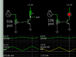 NPN amplifiies sensor voltage (2 circuit options V reading or led brightness).png