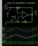 class D amplifier 1 opamp 1kHz sine input output 5V PWM.png