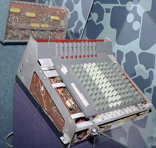 AnitaPrototype1
The prototype ANITA electronic calculator of 1958, with some of the covers removed to reveal components inside, 
on display in the en: