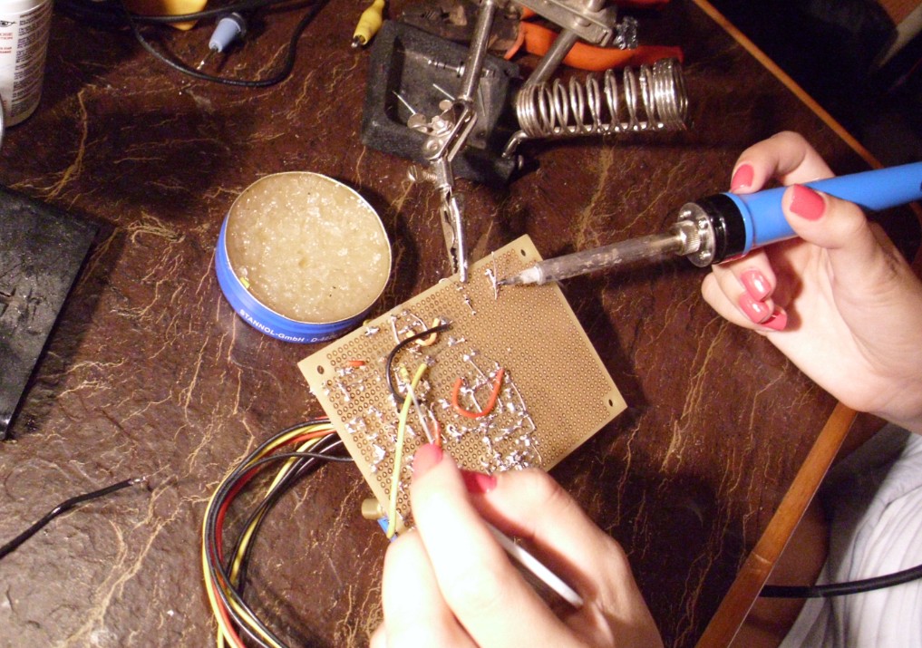 soldering the tube preamp